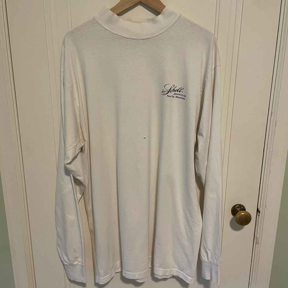 Vintage 90s August Schell Brewing Co. Long Sleeve Mock Neck XL White